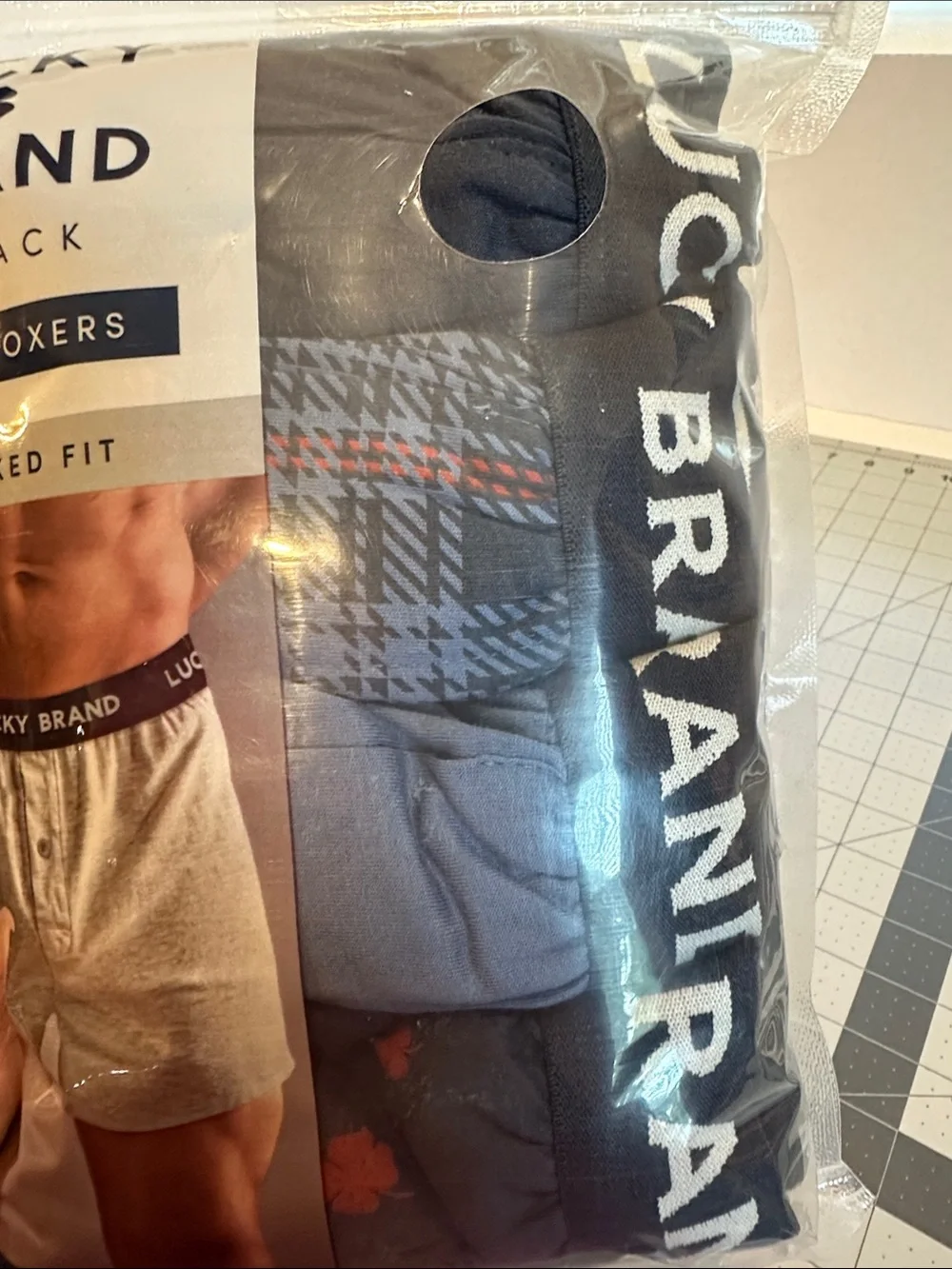 Lucky Brand Men’s 4-Pack Boxer Briefs - Navy, Light Blue & Gray- New, sealed